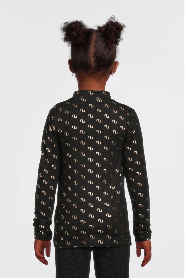 Name it KIDS longsleeve NKFNIKANEL met all over print zwart goud Meisjes Polyester Opstaande kraag 134 140 - Foto 4