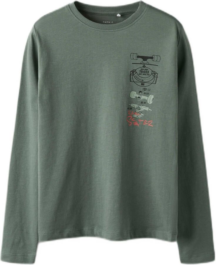 NAME IT KIDS longsleeve NKMNIKOLAI set van 3 donkerblauw donkergroen offwhite