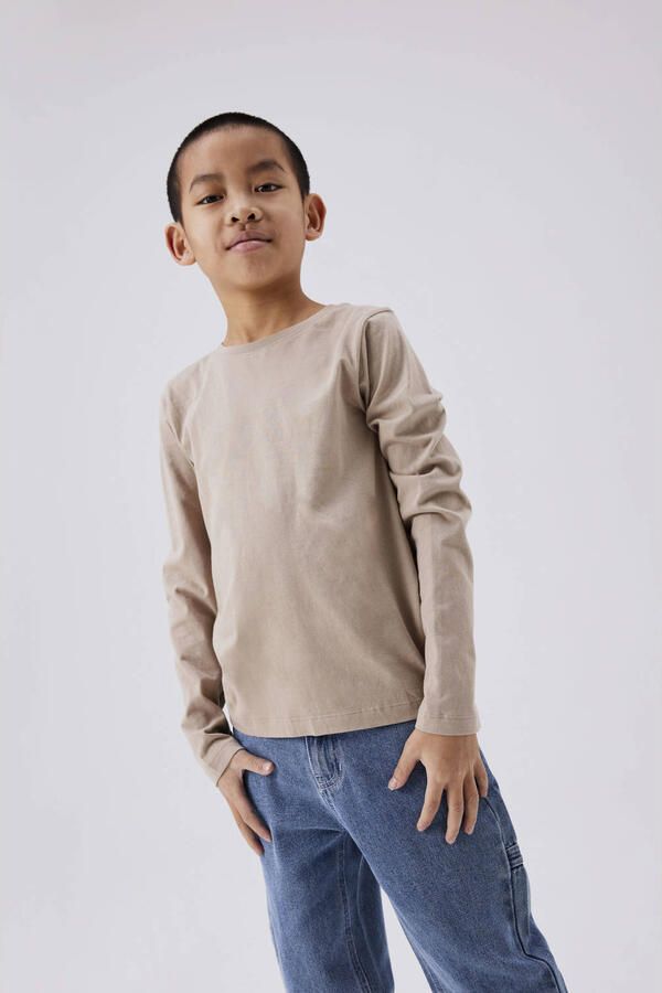 Name it KIDS longsleeve NKMVOBBO beige Jongens Katoen Ronde hals Effen 134 140 - Foto 2