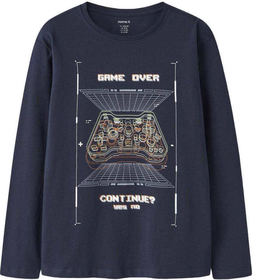 NAME IT KIDS longsleeves met print donkerblauw lichtblauw (set van 2) - Foto 2