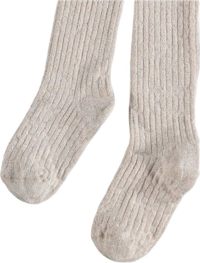 Name it KIDS maillot NKFPANTYHOSE met glitters beige Meisjes Viscose Bloemen 110 116