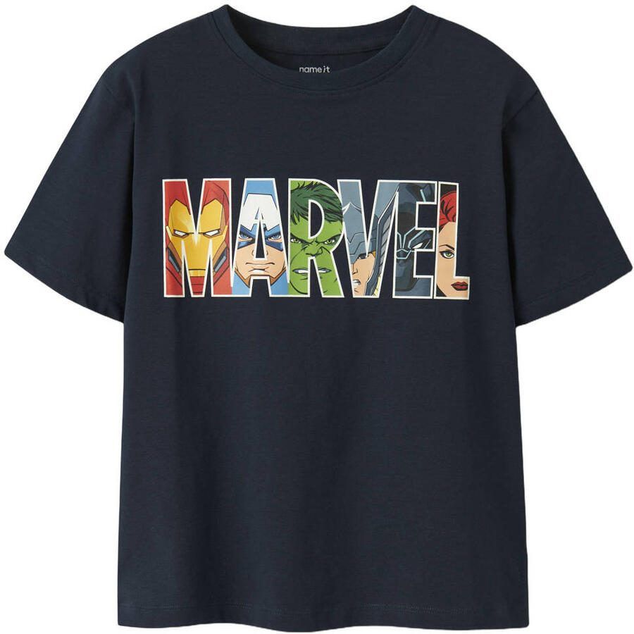 NAME IT KIDS Marvel T-shirt met backprint donkerblauw