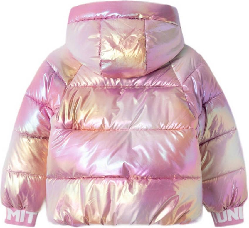 NAME IT KIDS metallic gewatteerde winterjas NKFMALAN roze metallic