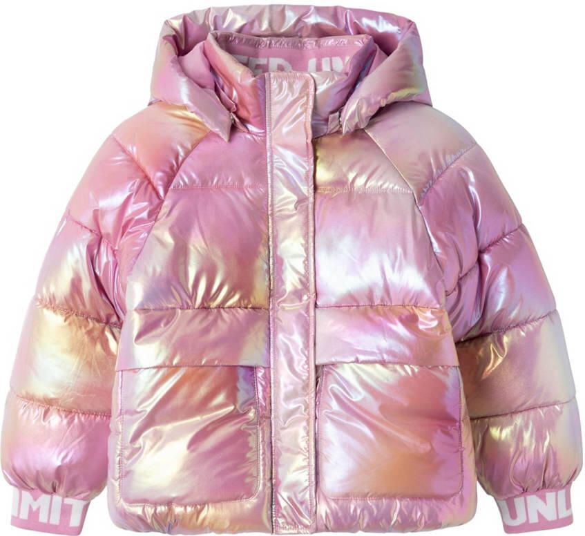 NAME IT KIDS metallic gewatteerde winterjas NKFMALAN roze metallic - Foto 3