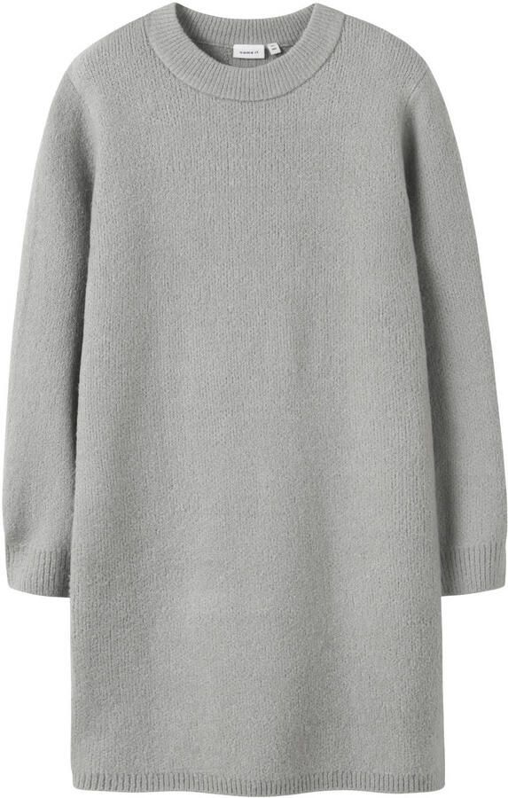 NAME IT KIDS midi jurk gebreid grijs melange