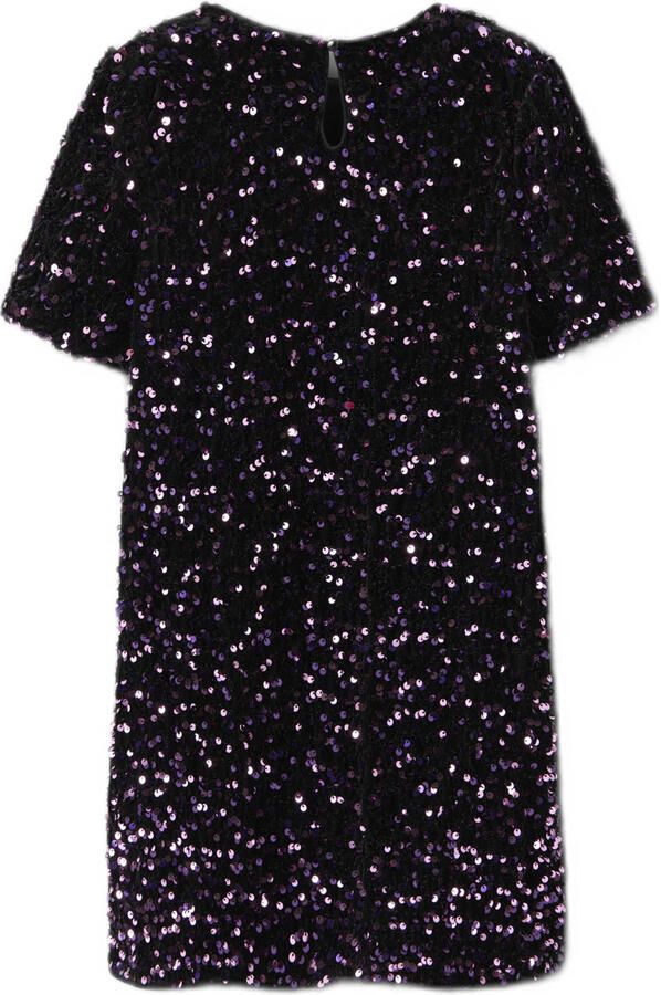 NAME IT KIDS midi jurk met pailletten paars - Foto 3