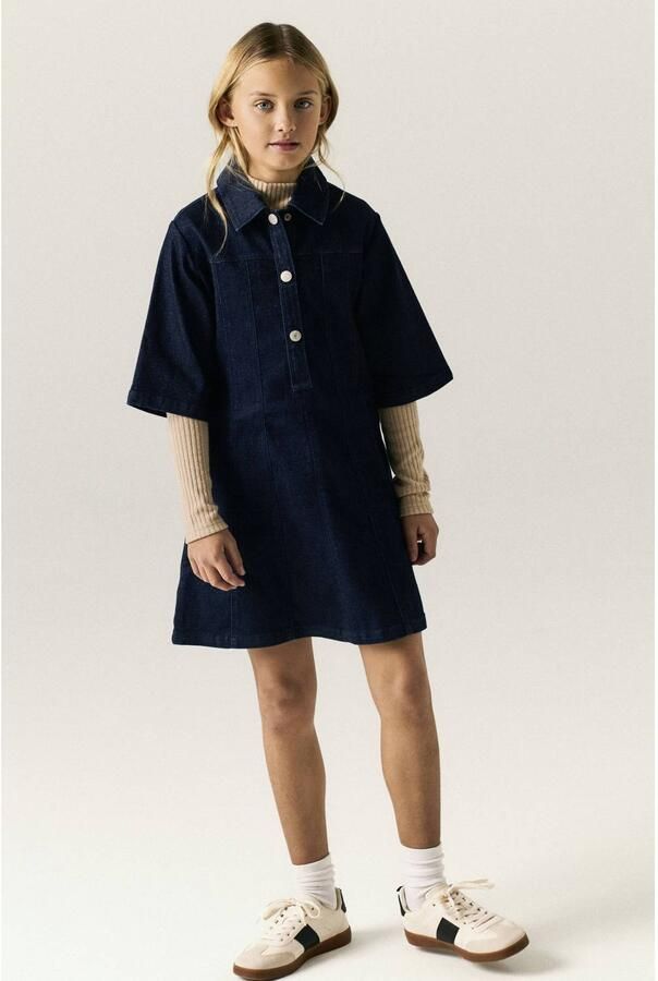NAME IT KIDS midi spijkerjurk dark blue denim Blauw Effen - Foto 3