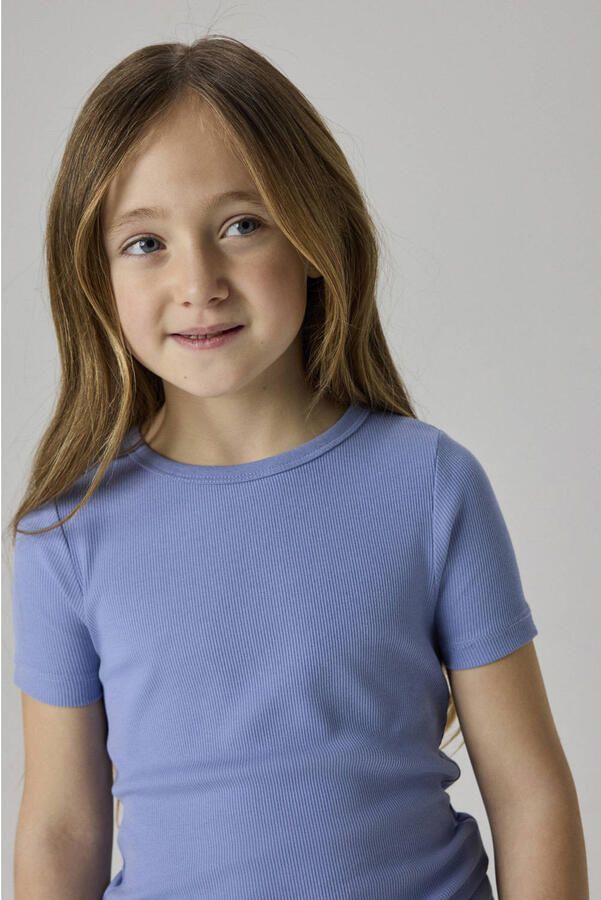 NAME IT KIDS mouwloze top rib gebreid lila