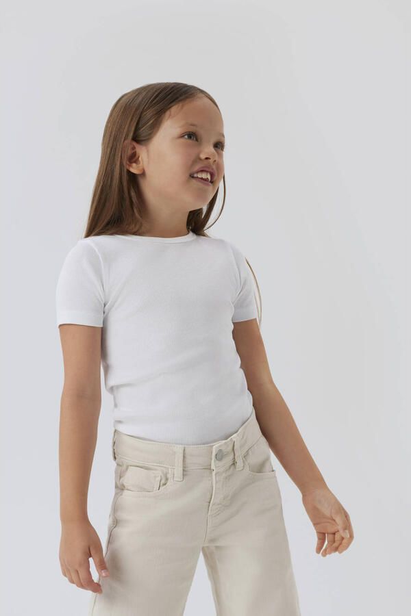 NAME IT KIDS mouwloze top wit rib gebreid