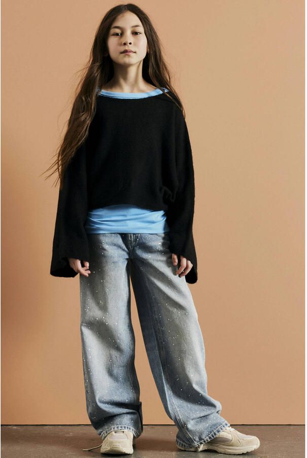 NAME IT KIDS NKFBELLA wide leg jeans met print blauw - Foto 3