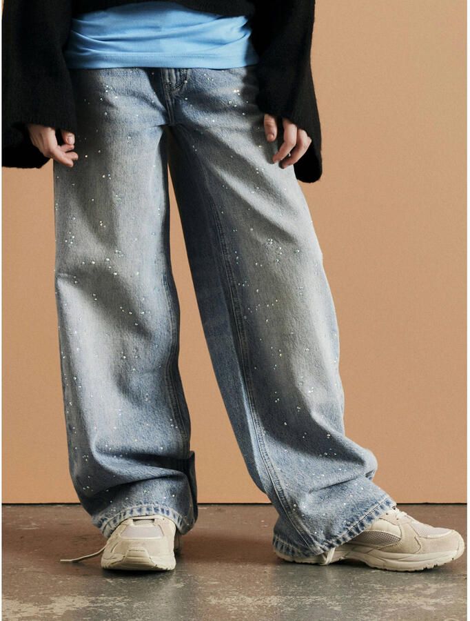 NAME IT KIDS NKFBELLA wide leg jeans met print blauw - Foto 2