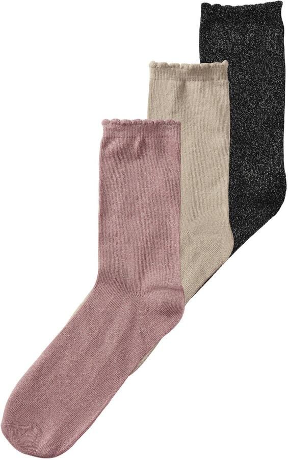 NAME IT KIDS NKFGLITTER sokken (set van 3) Roze Meisjes Katoen Effen