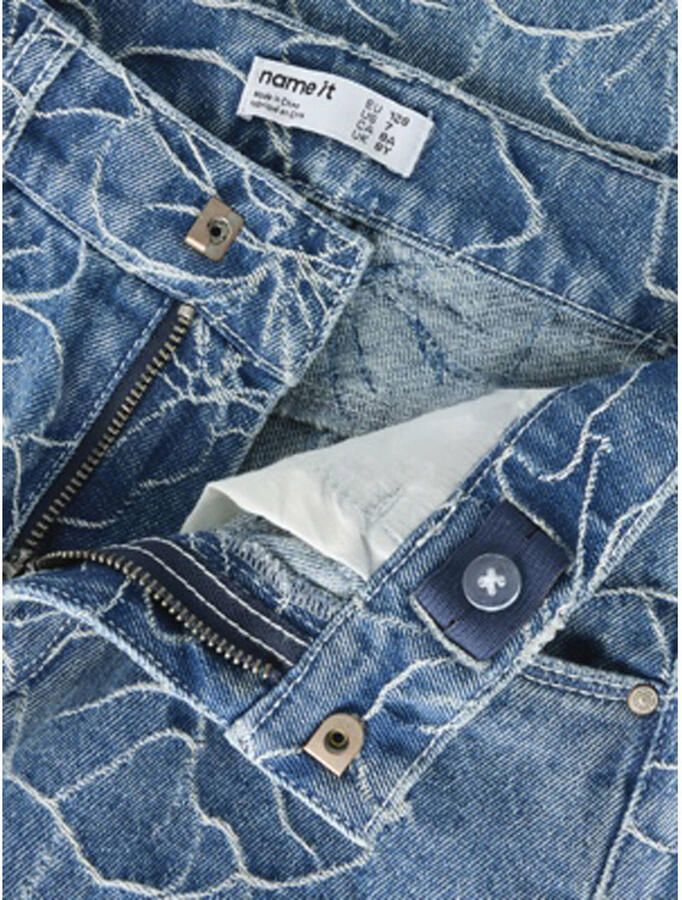 NAME IT KIDS NKFROSE gebloemde wide leg jeans medium blue denim - Foto 2