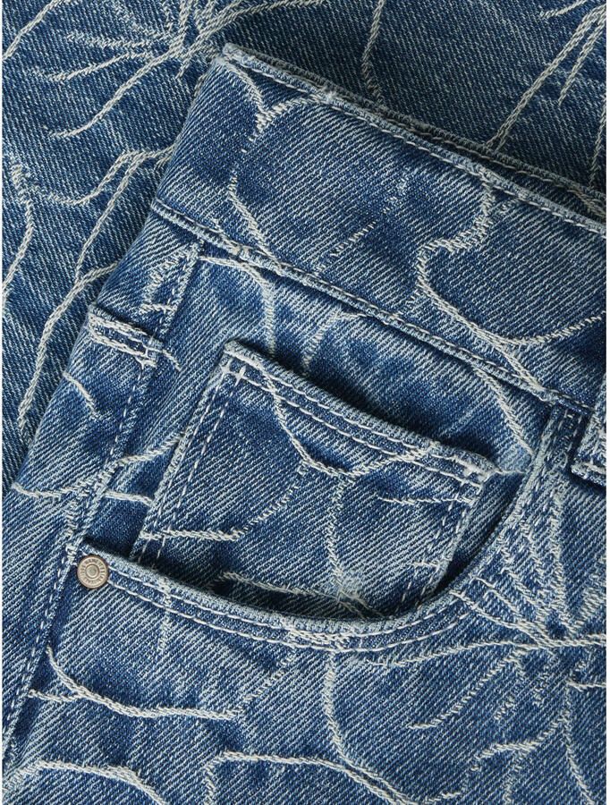 NAME IT KIDS NKFROSE gebloemde wide leg jeans medium blue denim - Foto 3