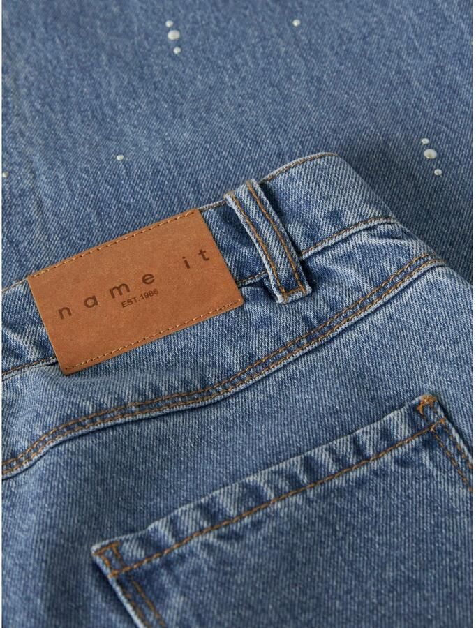 NAME IT KIDS NKFROSE wide leg jeans met print en studs mediumblauw - Foto 2