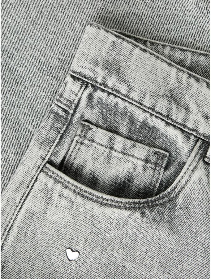 NAME IT KIDS NKFROSE wide leg jeans met studs en hartjes grijs - Foto 3