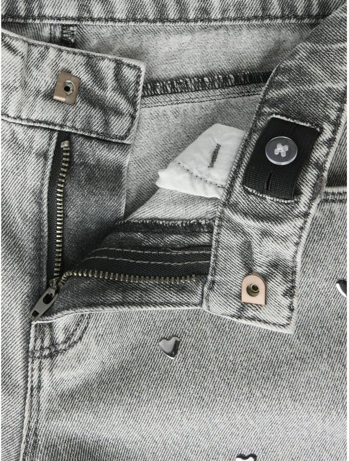 NAME IT KIDS NKFROSE wide leg jeans met studs en hartjes grijs - Foto 2
