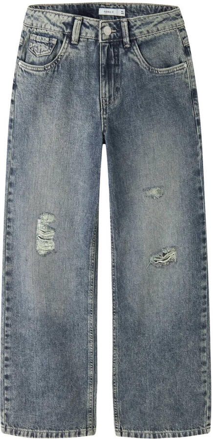 NAME IT KIDS NKFROSE wide leg ripped jeans met slijtage mediumblauw