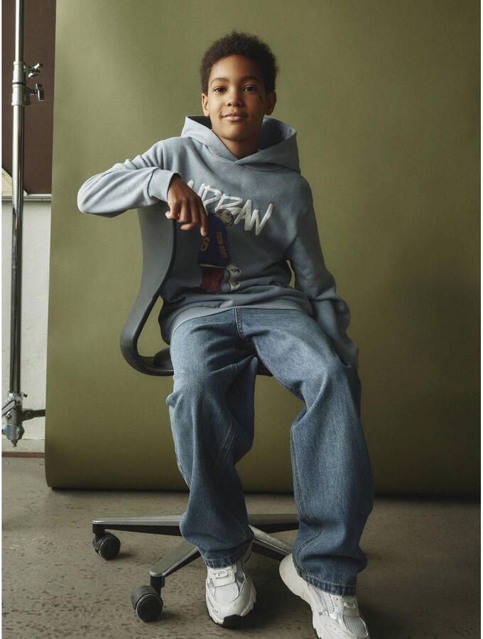 NAME IT KIDS NKMBEN straight leg jeans met print mediumblauw