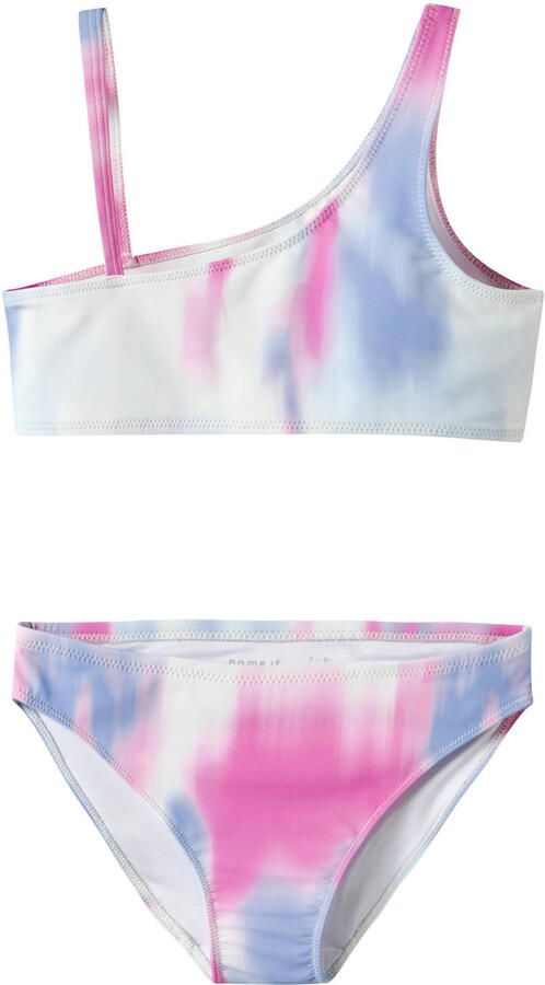 NAME IT KIDS one shoulder bikini blauw roze wit