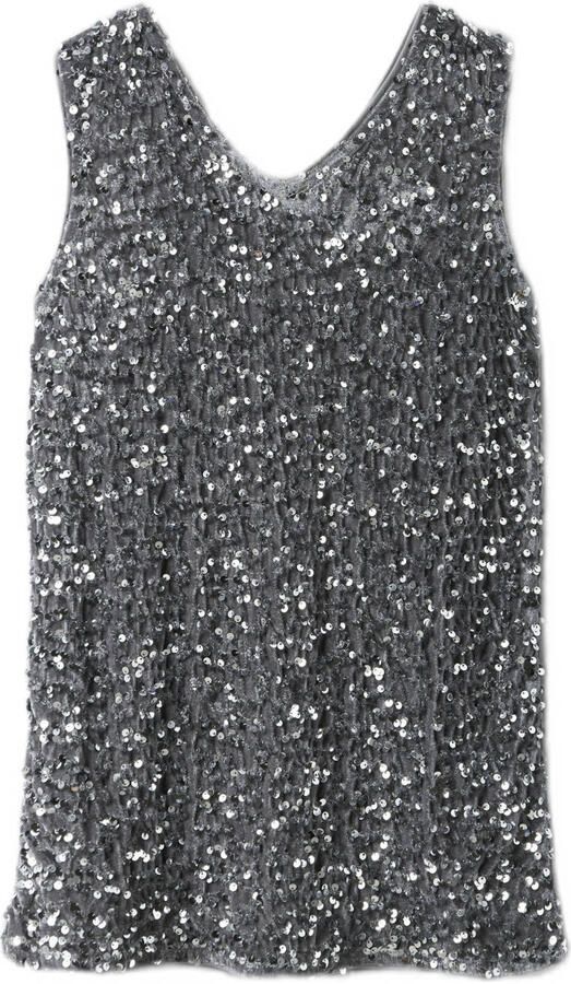 NAME IT KIDS overgooier midi jurk met pailletten grijs - Foto 2