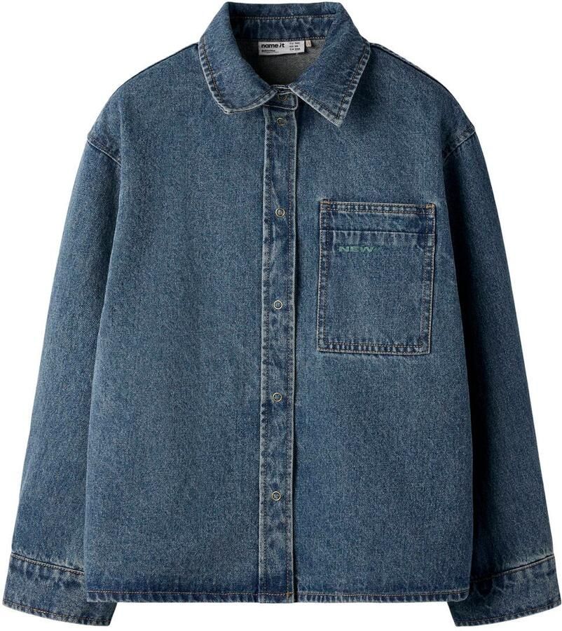 NAME IT KIDS overhemd donkerblauw Jongens Katoen Klassieke kraag Effen