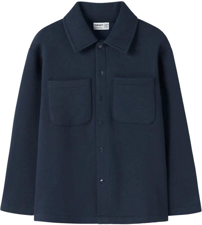 NAME IT KIDS overshirt donkerblauw Overhemd Jongens Polyester Klassieke kraag