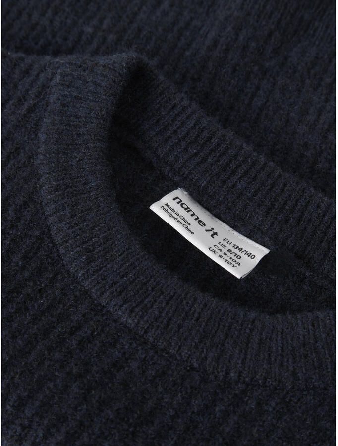 NAME IT KIDS oversized gebreide trui met wol donkerblauw