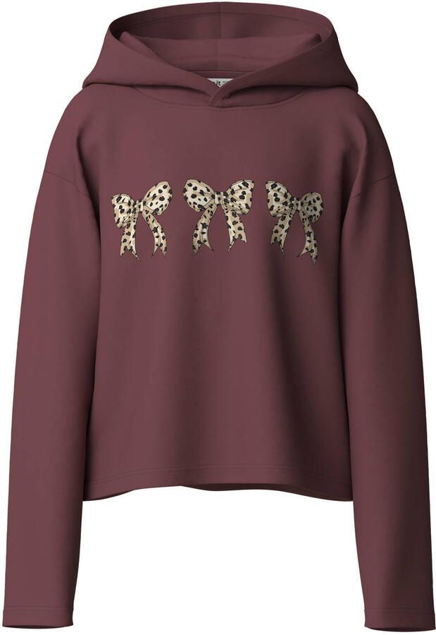 NAME IT KIDS oversized hoodie met print roodbruin