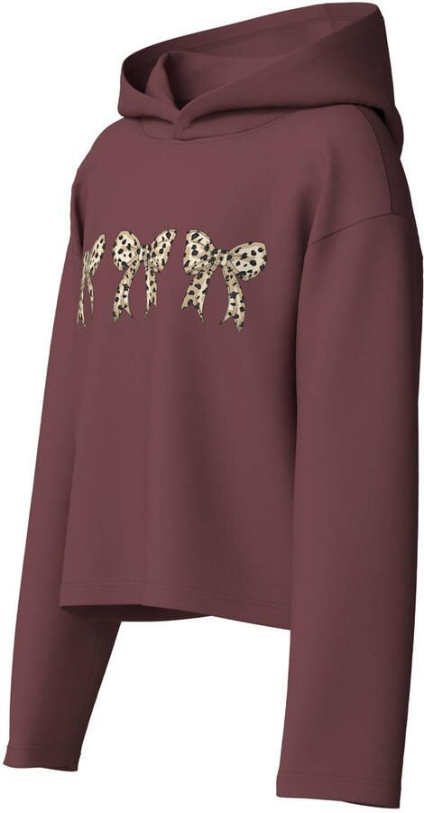 NAME IT KIDS oversized hoodie met print roodbruin - Foto 2