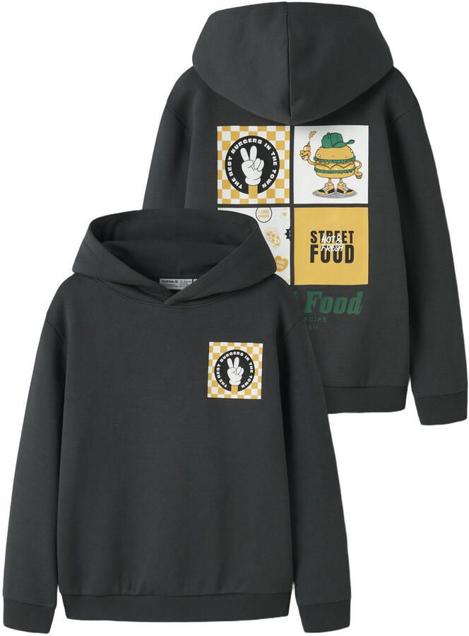 NAME IT KIDS oversized sweater met backprint antraciet
