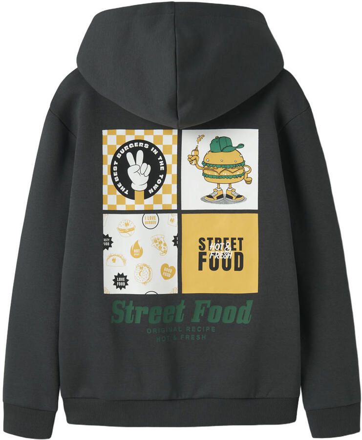 NAME IT KIDS oversized sweater met backprint antraciet - Foto 2