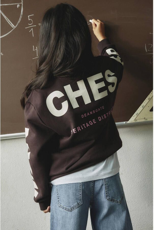 NAME IT KIDS oversized sweater met backprint donkerbruin - Foto 2