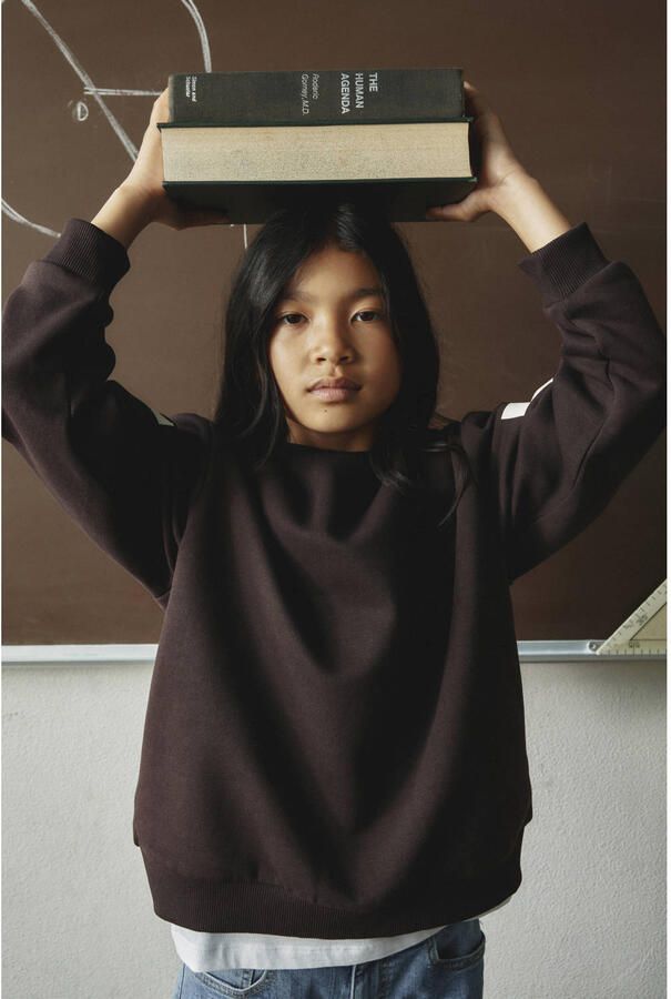 NAME IT KIDS oversized sweater met backprint donkerbruin - Foto 3