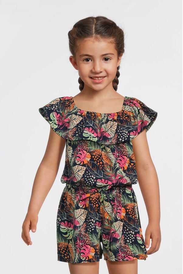 Name It Korte jumpsuit NKFVINAYA PLAYSUIT FFF Kunstvezel elastische band all-over print