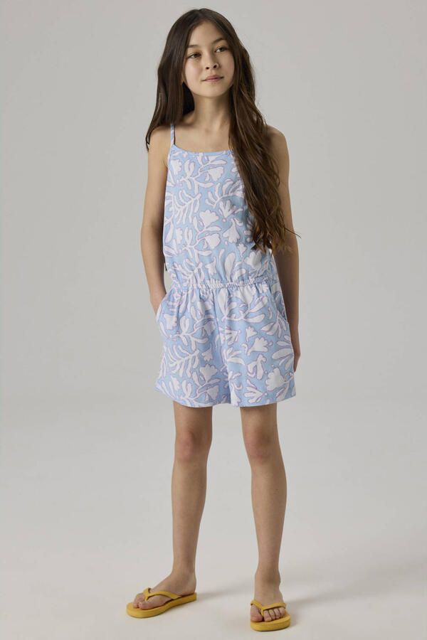 NAME IT KIDS playsuit met blad print blauw