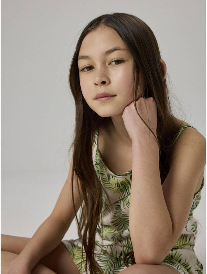 NAME IT KIDS playsuit met blad print groen wit - Foto 2