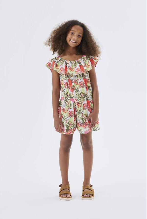 Name it KIDS playsuit NKFVINAYA met all over print groen ecru roze Meisjes Polyester Boothals 122