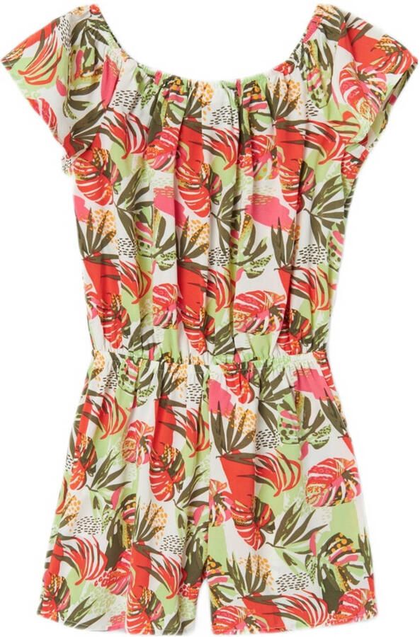 Name it KIDS playsuit NKFVINAYA met all over print groen ecru roze Meisjes Polyester Boothals 122 - Foto 2