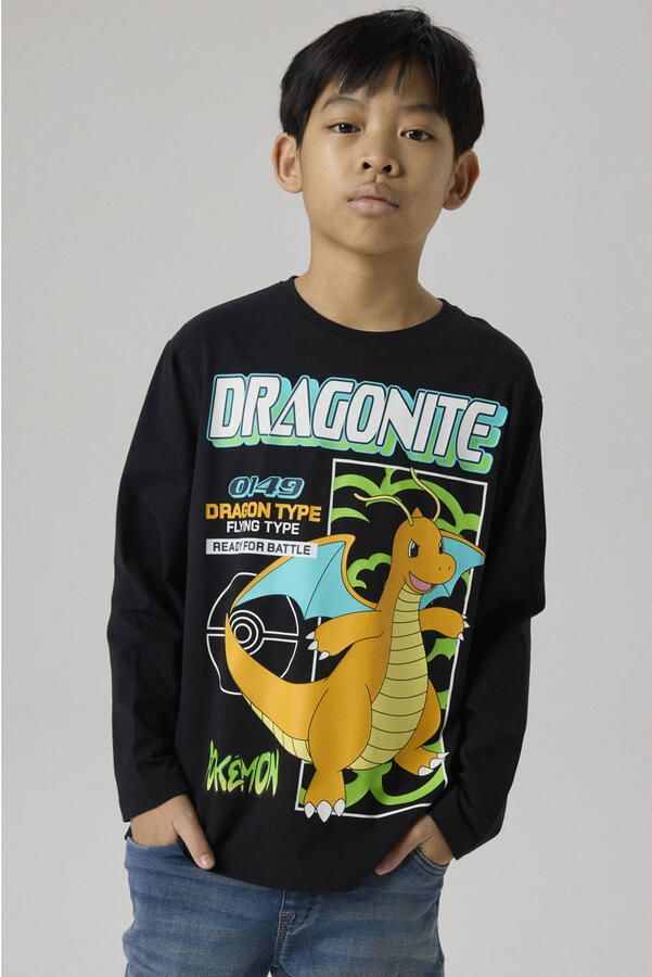NAME IT KIDS Pokemon longsleeve met print zwart