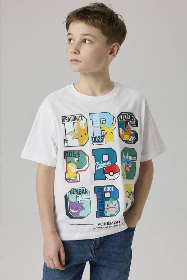 NAME IT KIDS Pokemon regular fit T-shirt met print wit