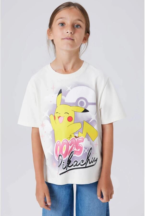 NAME IT KIDS Pokemon T-shirt wit Meisjes Katoen Ronde hals Personage