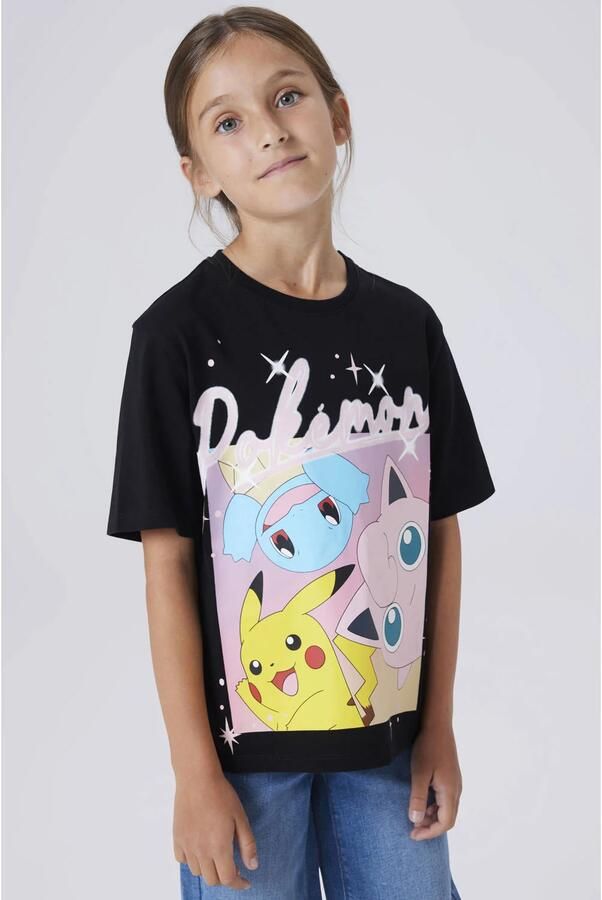 NAME IT KIDS Pokemon T-shirt zwart Meisjes Katoen Ronde hals Personage