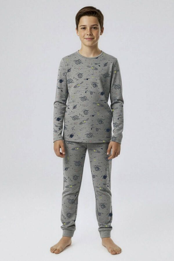 NAME IT KIDS pyjama met all over print grijs melange