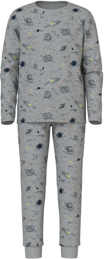NAME IT KIDS pyjama met all over print grijs melange - Foto 3
