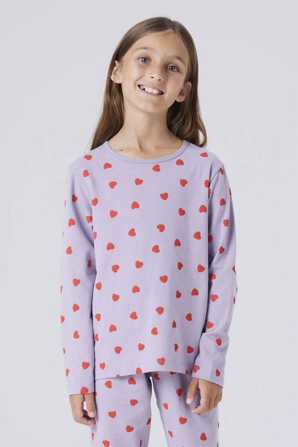 NAME IT KIDS pyjama met hartjes print paars - Foto 2