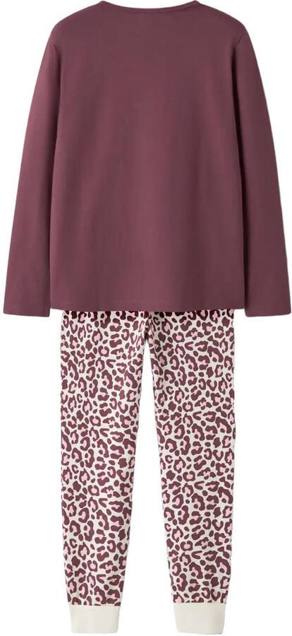 NAME IT KIDS pyjama met panterprint donkerrood ecru