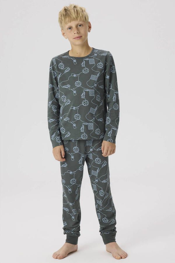 NAME IT KIDS pyjama met print antraciet lichtblauw