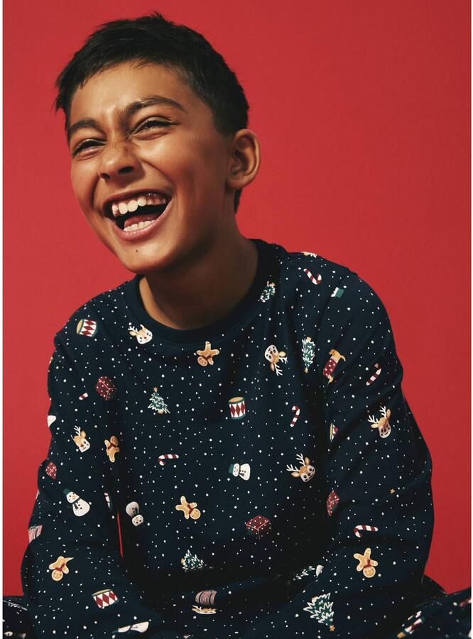 NAME IT KIDS pyjama met print donkerblauw Stretchkatoen Ronde hals - Foto 2
