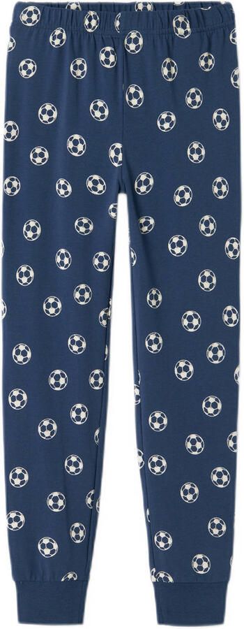 Name it KIDS pyjama NKMNIGHTSET FOOTBALL donkerblauw wit Jongens Stretchkatoen Ronde hals 158 164